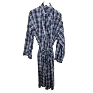 Vintage Stafford Men's Gray Plaid Lightweight Floor-Length Bathrobe